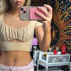 Princess Polly Beige Crop Top